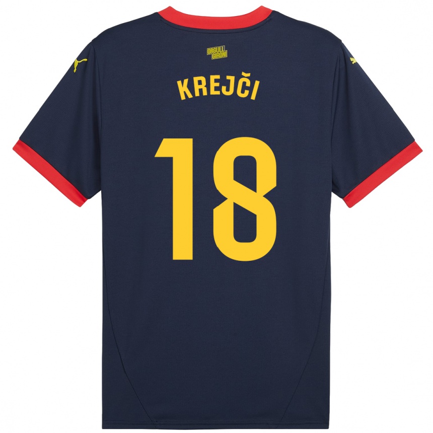 Niño Fútbol Camiseta Ladislav Krejci #18 Azul Marino Rojo 2ª Equipación 2024/25 Perú