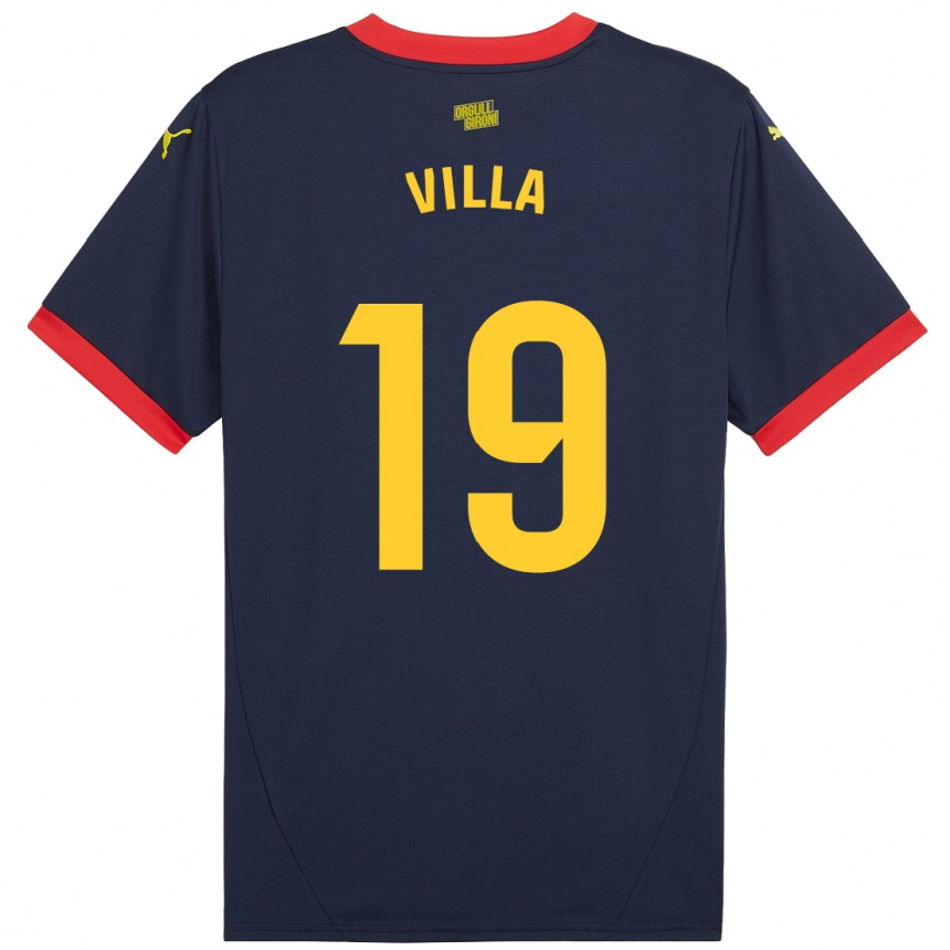 Niño Fútbol Camiseta Toni Villa #19 Azul Marino Rojo 2ª Equipación 2024/25 Perú