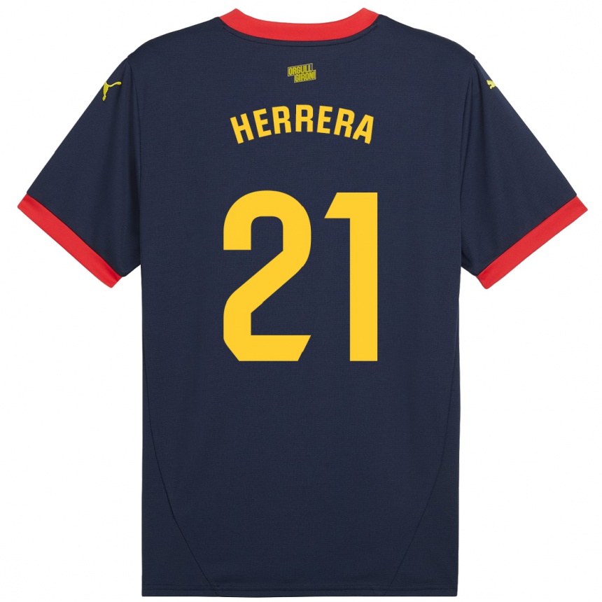 Niño Fútbol Camiseta Yangel Herrera #21 Azul Marino Rojo 2ª Equipación 2024/25 Perú