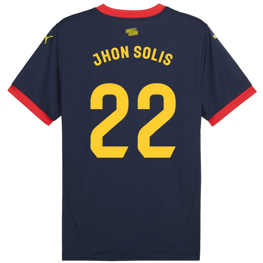 Niño Fútbol Camiseta Jhon Solís #22 Azul Marino Rojo 2ª Equipación 2024/25 Perú