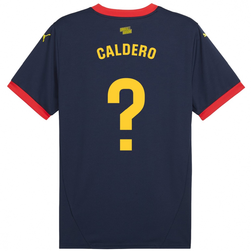 Niño Fútbol Camiseta Nil Caldero #0 Azul Marino Rojo 2ª Equipación 2024/25 Perú