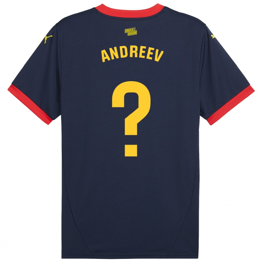 Niño Fútbol Camiseta Aleksandar Andreev #0 Azul Marino Rojo 2ª Equipación 2024/25 Perú