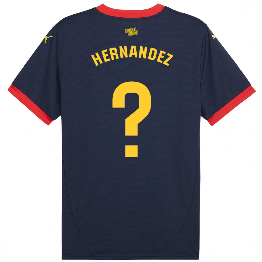 Niño Fútbol Camiseta Guillem Hernández #0 Azul Marino Rojo 2ª Equipación 2024/25 Perú