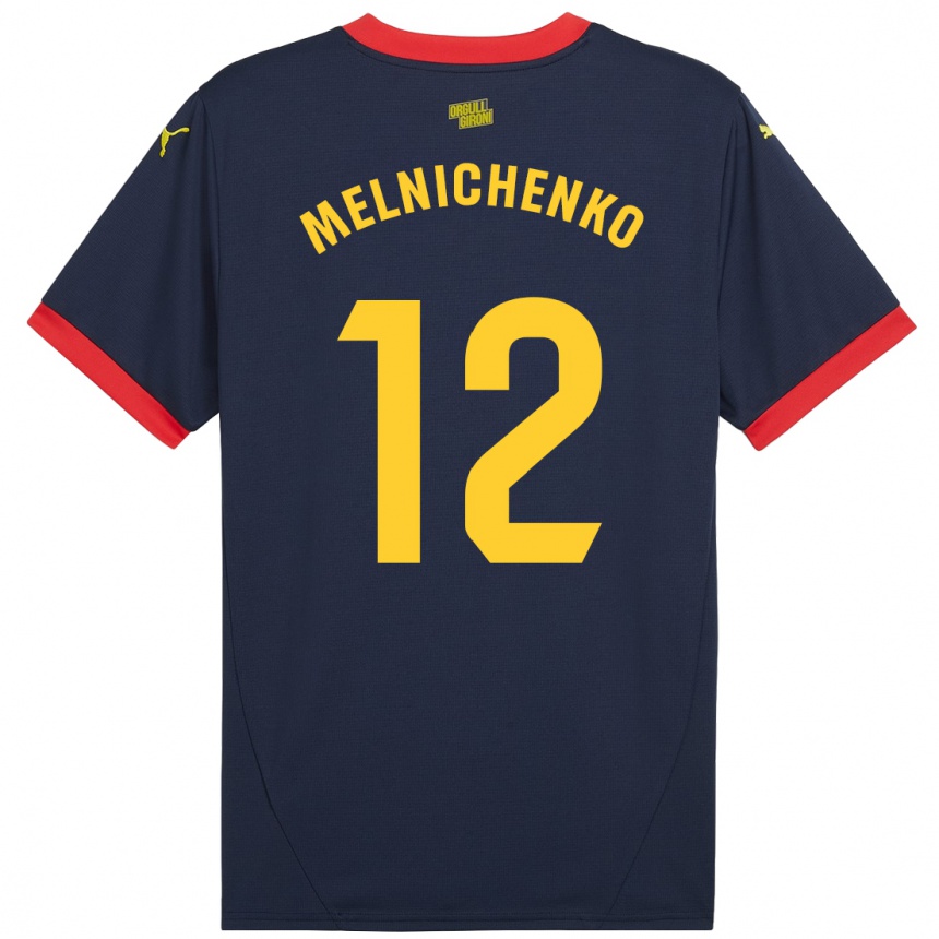 Niño Fútbol Camiseta Dmytro Melnichenko #12 Azul Marino Rojo 2ª Equipación 2024/25 Perú