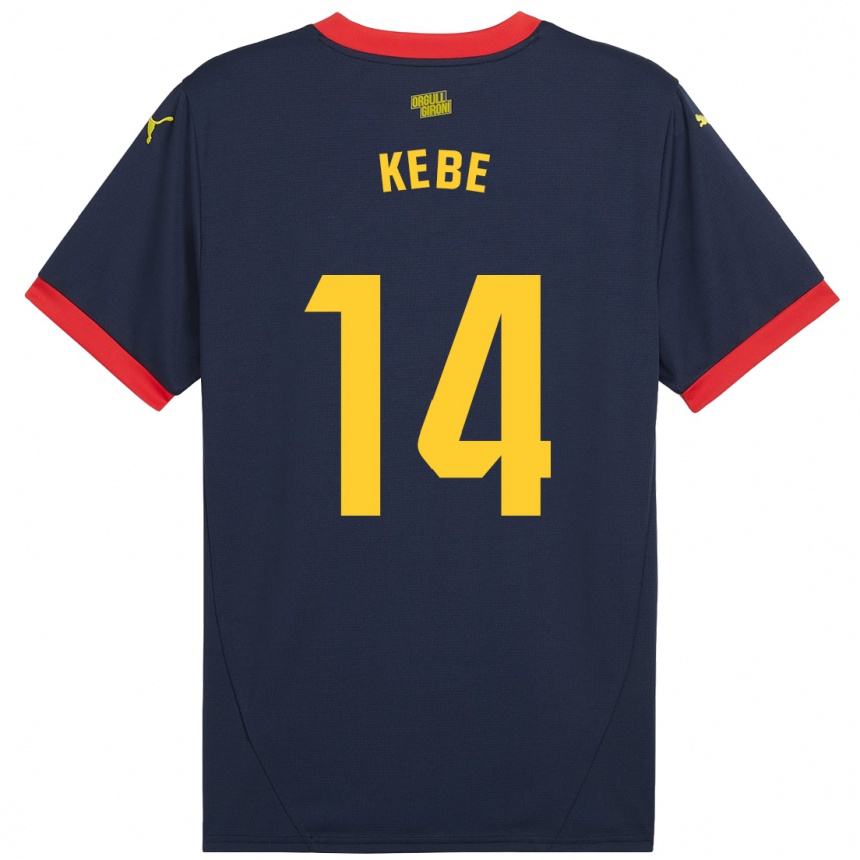 Niño Fútbol Camiseta Moussa Kébé #14 Azul Marino Rojo 2ª Equipación 2024/25 Perú