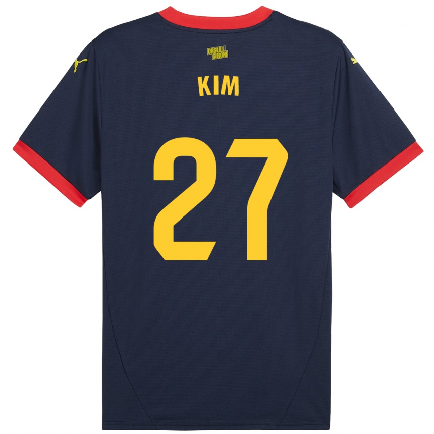 Niño Fútbol Camiseta Min-Su Kim #27 Azul Marino Rojo 2ª Equipación 2024/25 Perú