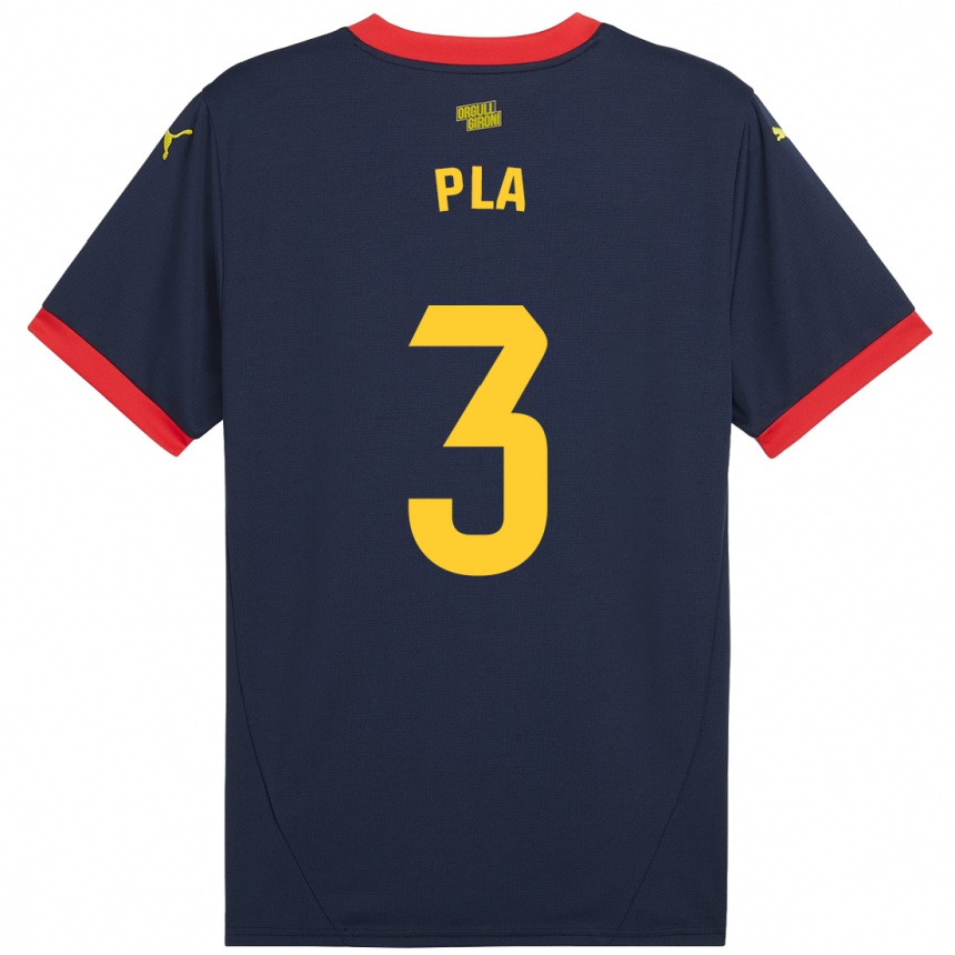 Niño Fútbol Camiseta Marta Pla #3 Azul Marino Rojo 2ª Equipación 2024/25 Perú