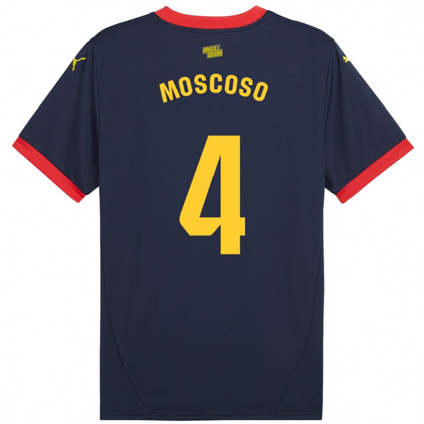 Niño Fútbol Camiseta Miriam Moscoso #4 Azul Marino Rojo 2ª Equipación 2024/25 Perú