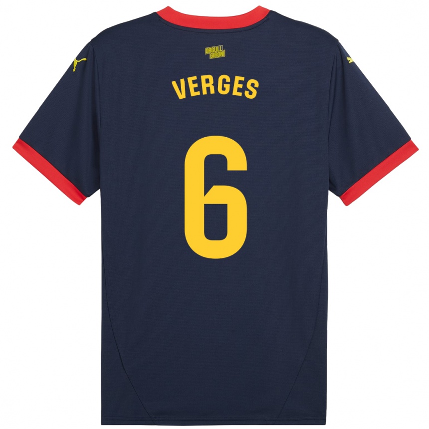 Niño Fútbol Camiseta Mar Vergés #6 Azul Marino Rojo 2ª Equipación 2024/25 Perú