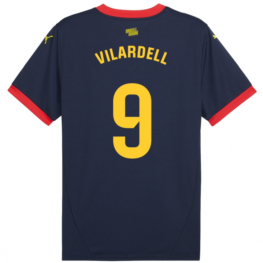 Niño Fútbol Camiseta Júlia Vilardell #9 Azul Marino Rojo 2ª Equipación 2024/25 Perú