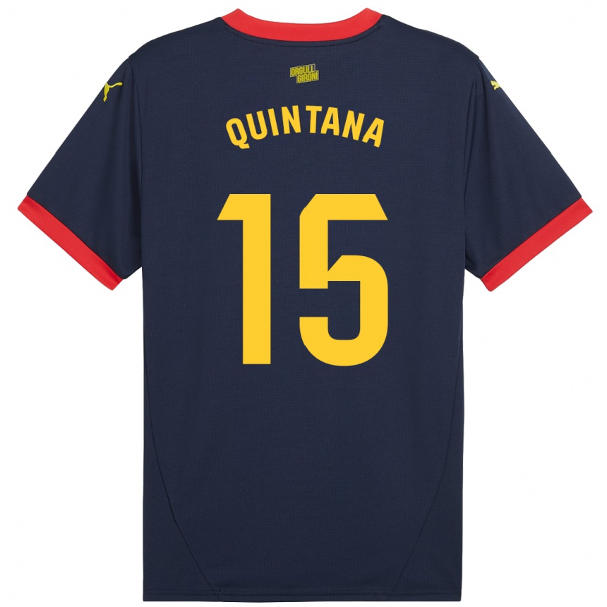 Niño Fútbol Camiseta Amru Quintana #15 Azul Marino Rojo 2ª Equipación 2024/25 Perú