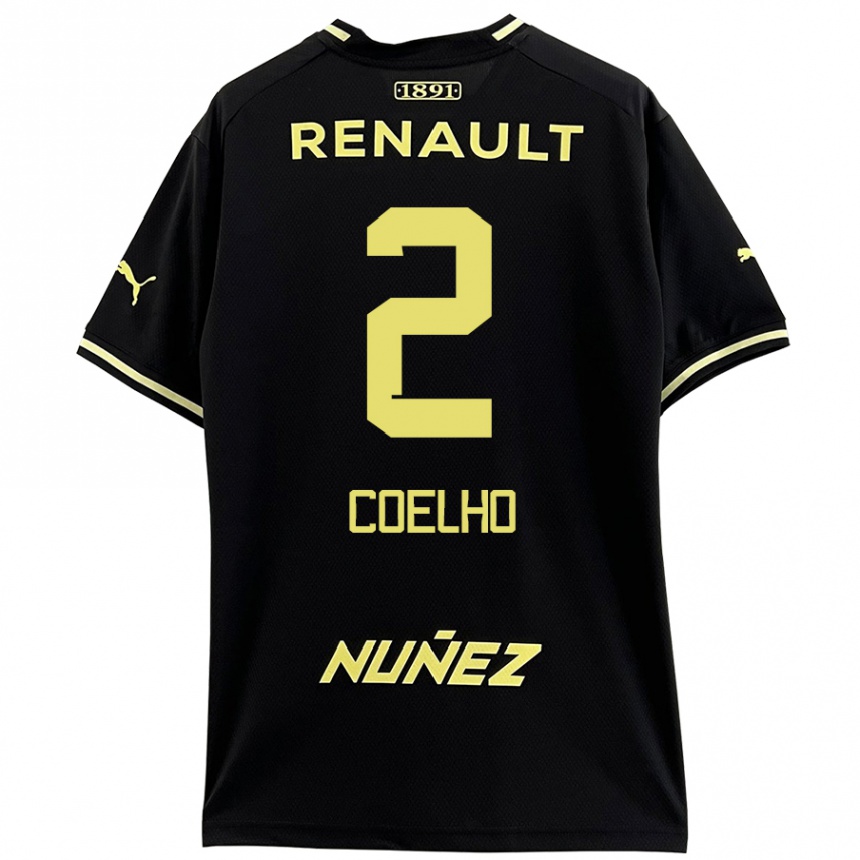 Niño Fútbol Camiseta Léo Coelho #2 Negro Amarillo 2ª Equipación 2024/25 Perú