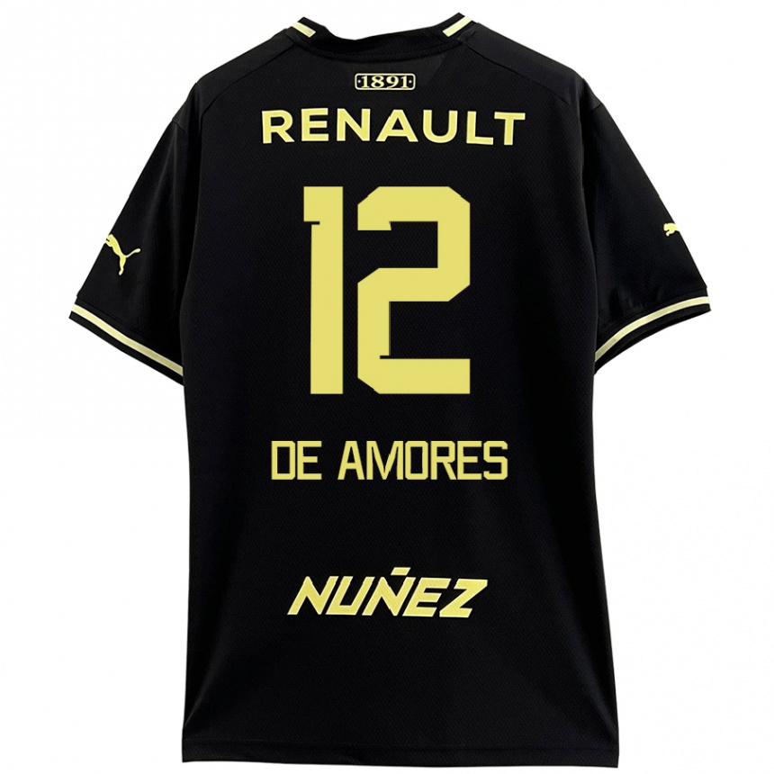 Niño Fútbol Camiseta Guillermo De Amores #12 Negro Amarillo 2ª Equipación 2024/25 Perú