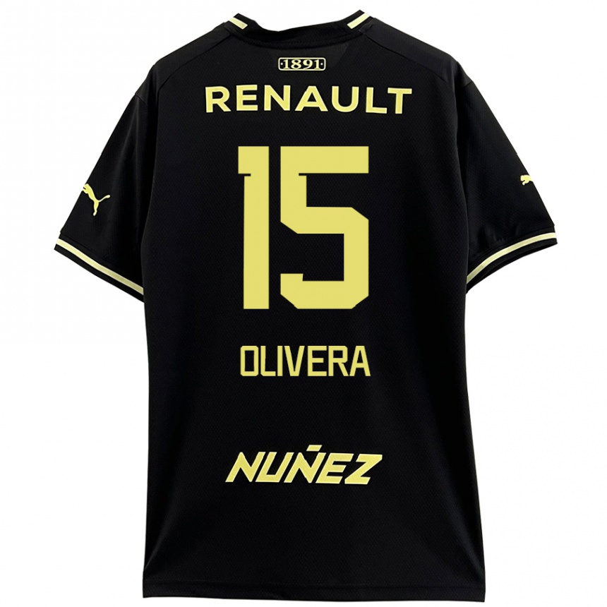 Niño Fútbol Camiseta Maximiliano Olivera #15 Negro Amarillo 2ª Equipación 2024/25 Perú