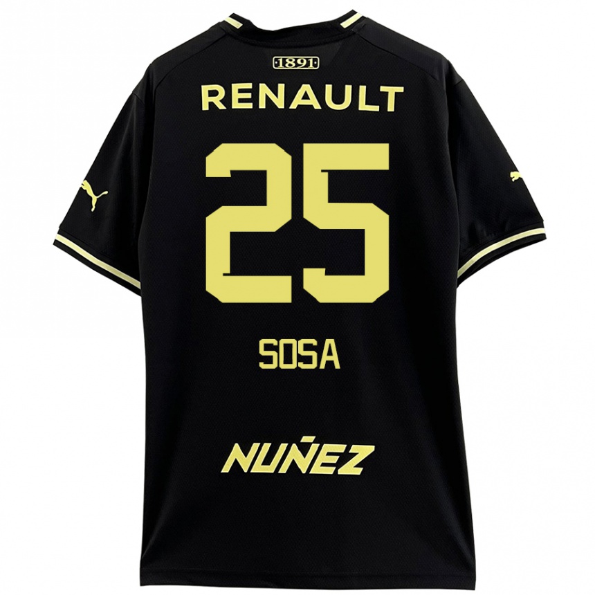 Niño Fútbol Camiseta Ignacio Sosa #25 Negro Amarillo 2ª Equipación 2024/25 Perú