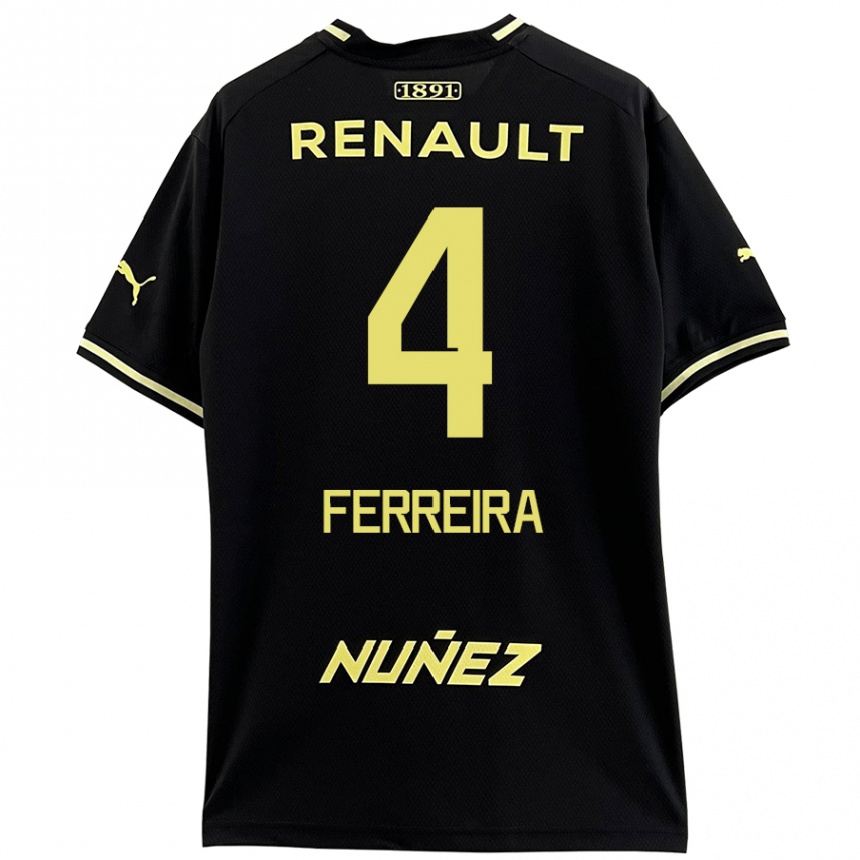 Niño Fútbol Camiseta Joaquín Ferreira #4 Negro Amarillo 2ª Equipación 2024/25 Perú