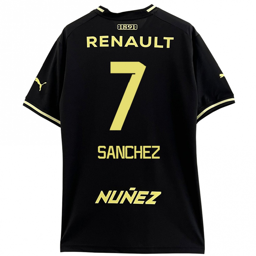 Niño Fútbol Camiseta Carlos Sánchez #7 Negro Amarillo 2ª Equipación 2024/25 Perú