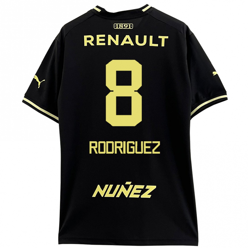 Niño Fútbol Camiseta Sebastián Rodríguez #8 Negro Amarillo 2ª Equipación 2024/25 Perú