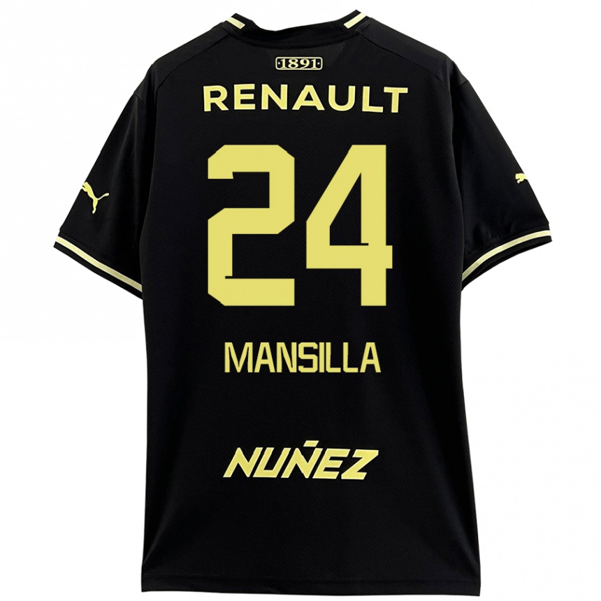 Niño Fútbol Camiseta Brian Mansilla #24 Negro Amarillo 2ª Equipación 2024/25 Perú