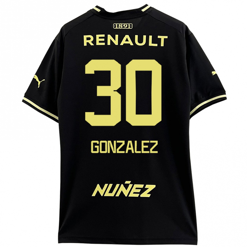 Niño Fútbol Camiseta Ángel González #30 Negro Amarillo 2ª Equipación 2024/25 Perú