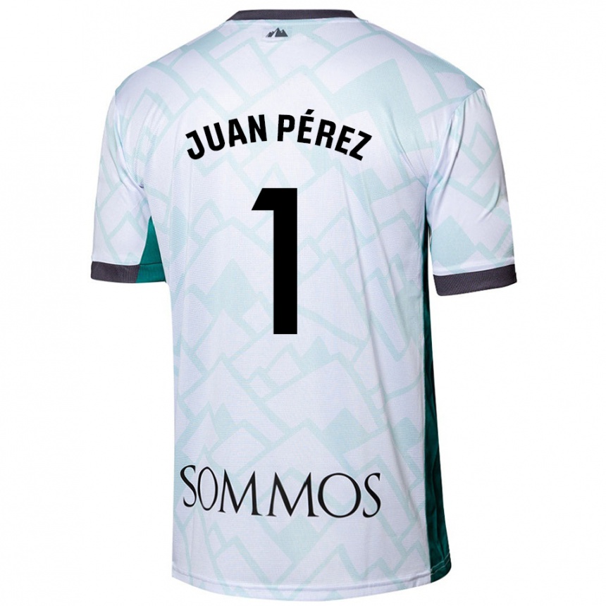 Niño Fútbol Camiseta Juan Pérez #1 Blanco Verde 2ª Equipación 2024/25 Perú