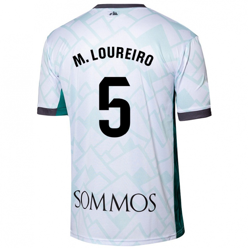 Niño Fútbol Camiseta Miguel Loureiro #5 Blanco Verde 2ª Equipación 2024/25 Perú