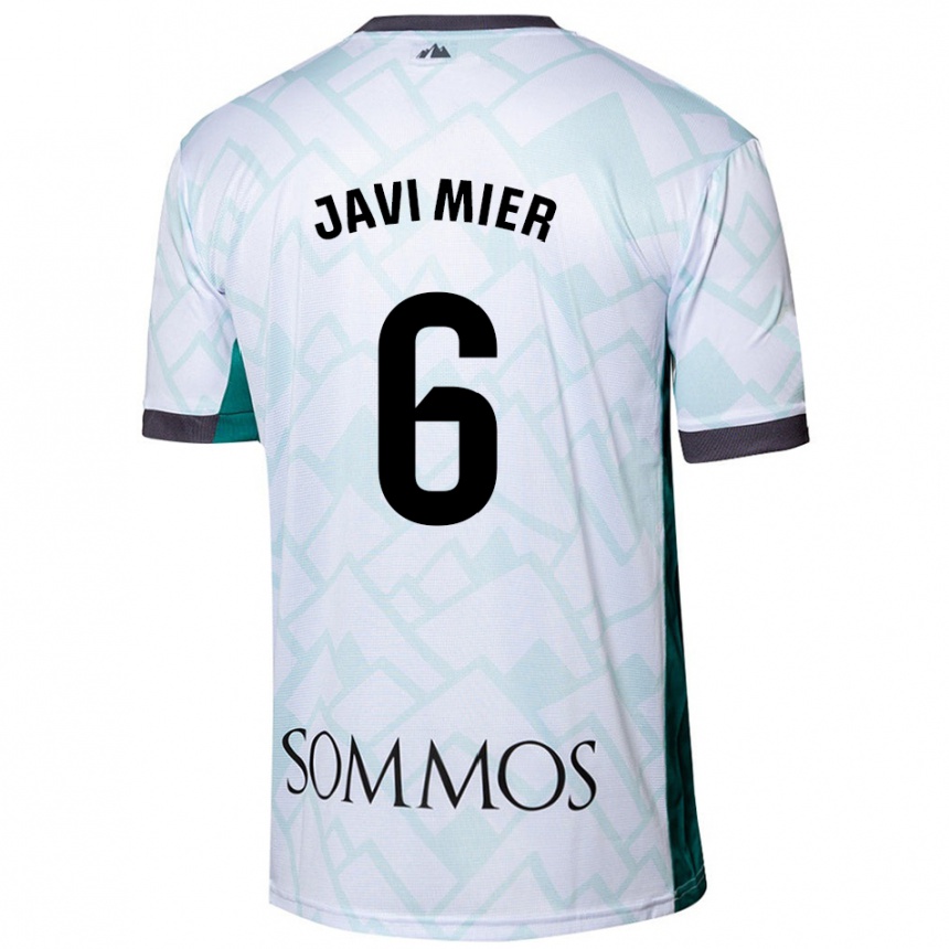 Niño Fútbol Camiseta Javi Mier #6 Blanco Verde 2ª Equipación 2024/25 Perú