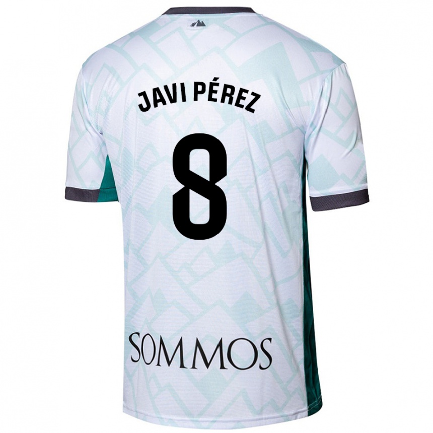 Niño Fútbol Camiseta Javi Pérez #8 Blanco Verde 2ª Equipación 2024/25 Perú