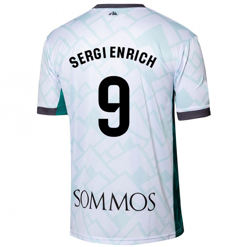 Niño Fútbol Camiseta Sergi Enrich #9 Blanco Verde 2ª Equipación 2024/25 Perú