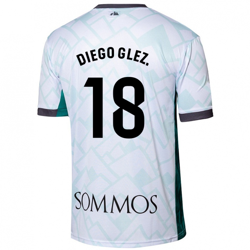 Niño Fútbol Camiseta Diego González #18 Blanco Verde 2ª Equipación 2024/25 Perú