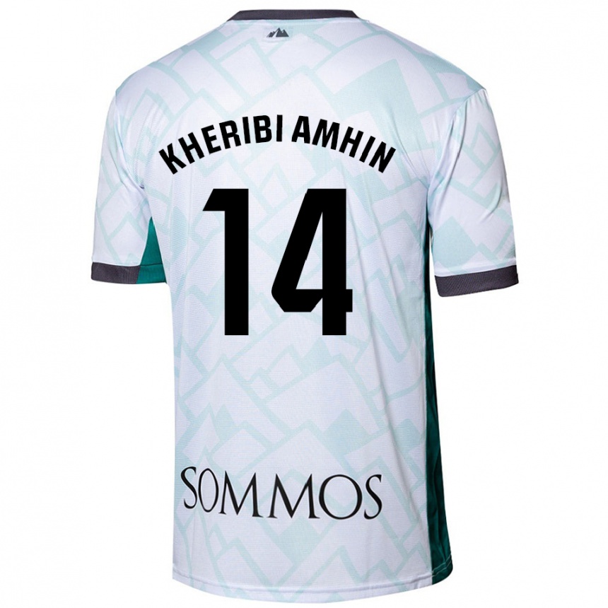 Niño Fútbol Camiseta Nabil Kheribi Amhin #14 Blanco Verde 2ª Equipación 2024/25 Perú