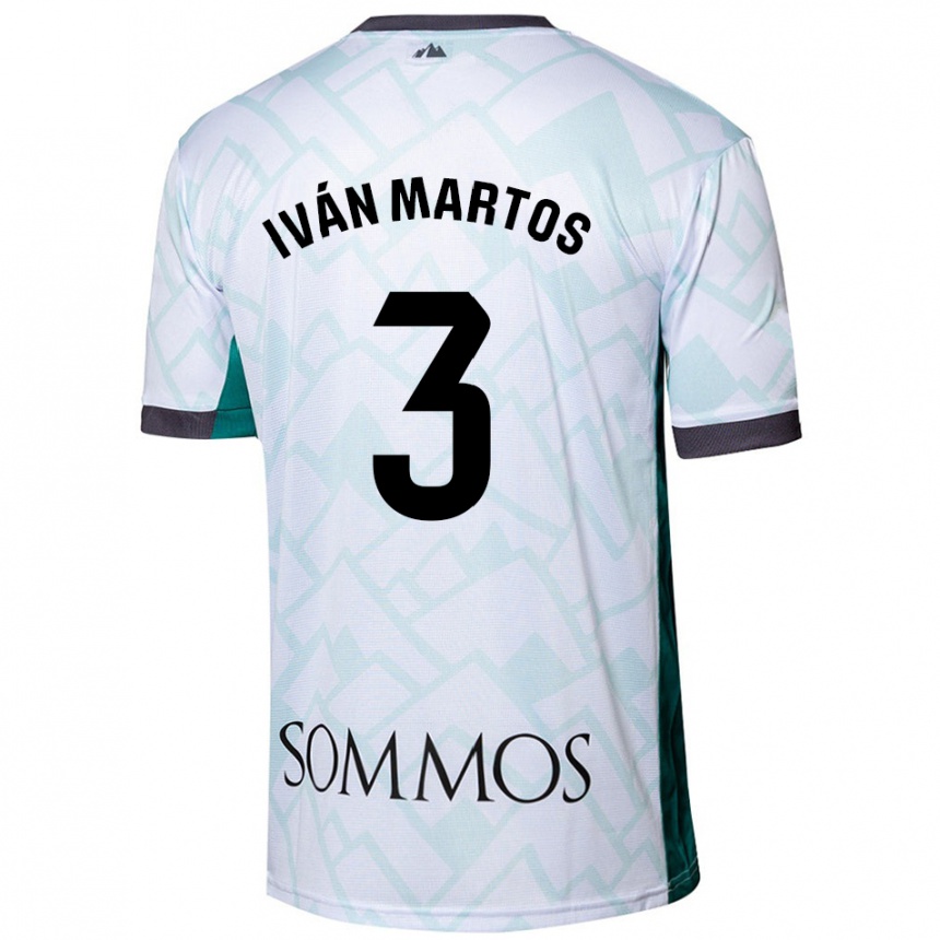 Niño Fútbol Camiseta Iván Martos #3 Blanco Verde 2ª Equipación 2024/25 Perú