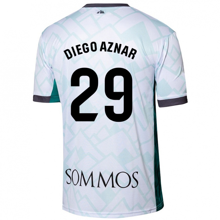 Niño Fútbol Camiseta Diego Aznar #29 Blanco Verde 2ª Equipación 2024/25 Perú