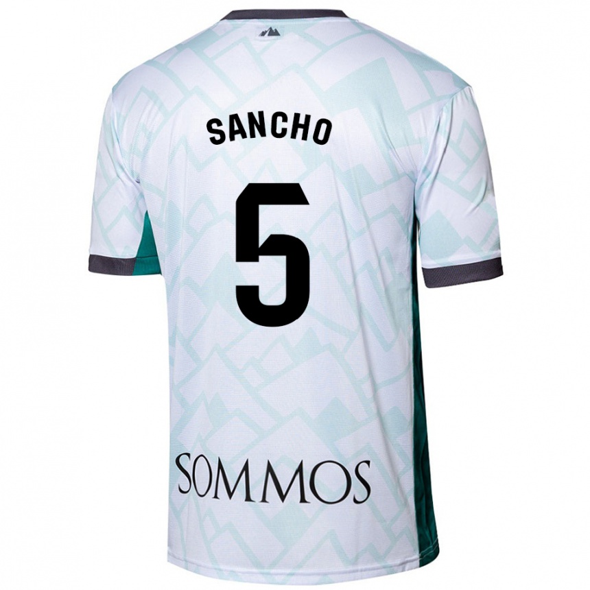 Niño Fútbol Camiseta Esther Sancho #5 Blanco Verde 2ª Equipación 2024/25 Perú