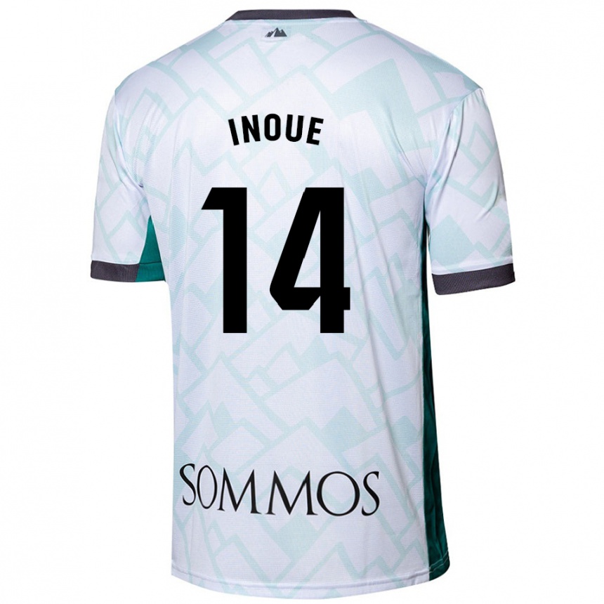 Niño Fútbol Camiseta Moe Inoue #14 Blanco Verde 2ª Equipación 2024/25 Perú