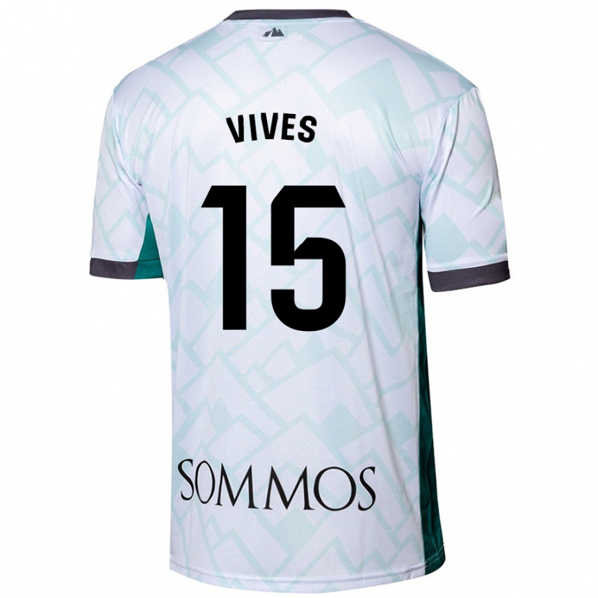 Niño Fútbol Camiseta Helena Vives #15 Blanco Verde 2ª Equipación 2024/25 Perú