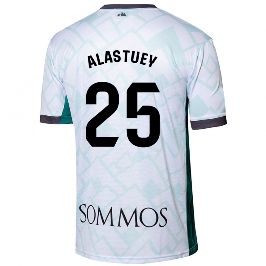 Niño Fútbol Camiseta Martina Alastuey #25 Blanco Verde 2ª Equipación 2024/25 Perú