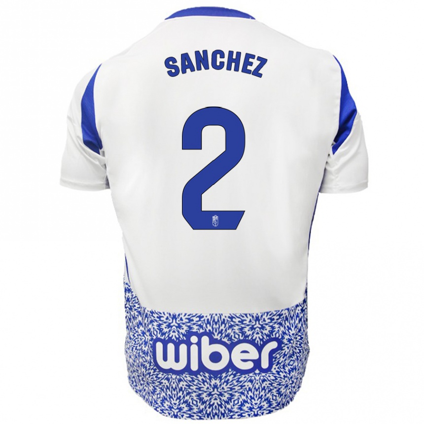 Niño Fútbol Camiseta Rubén Sánchez #2 Blanco Azul 2ª Equipación 2024/25 Perú