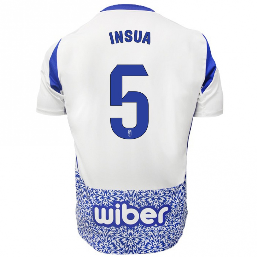 Niño Fútbol Camiseta Pablo Insua #5 Blanco Azul 2ª Equipación 2024/25 Perú