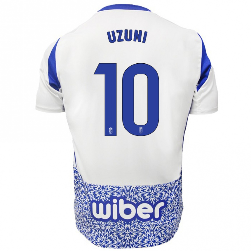 Niño Fútbol Camiseta Myrto Uzuni #10 Blanco Azul 2ª Equipación 2024/25 Perú