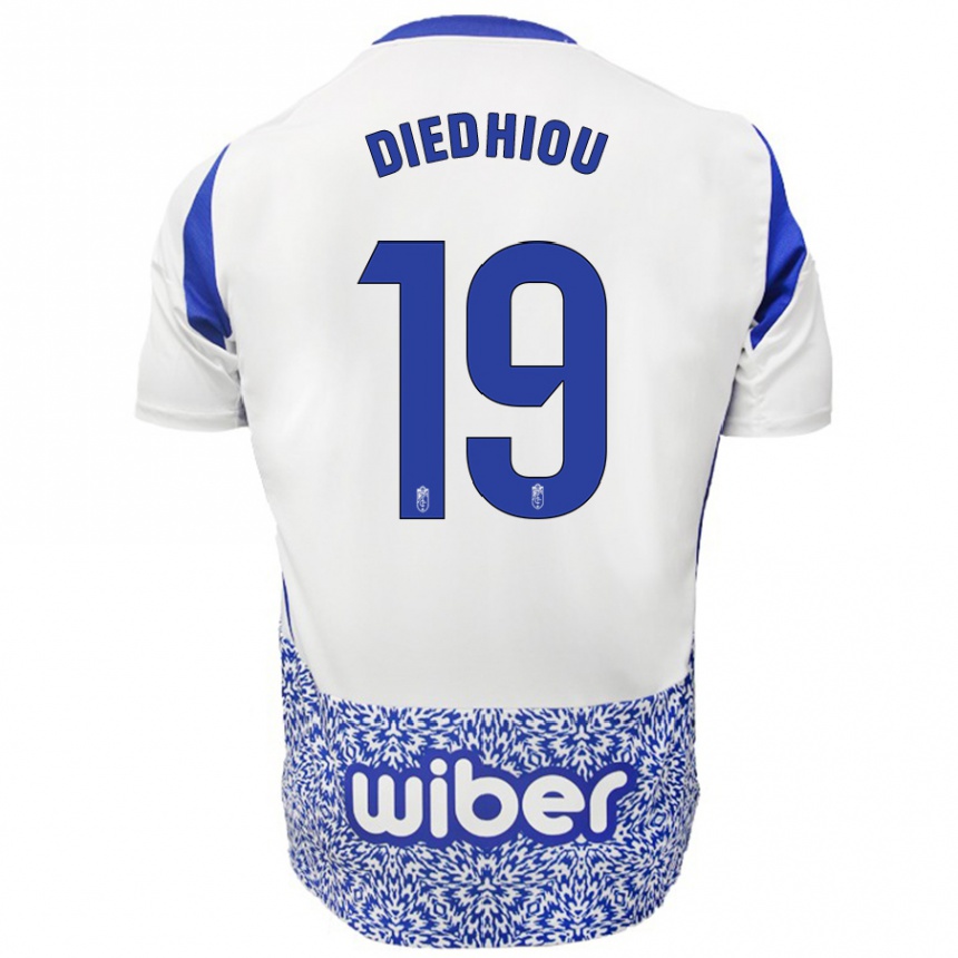 Niño Fútbol Camiseta Famara Diédhiou #19 Blanco Azul 2ª Equipación 2024/25 Perú