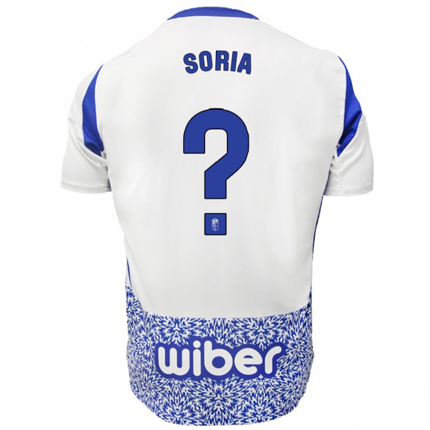 Niño Fútbol Camiseta Carlos Soria #0 Blanco Azul 2ª Equipación 2024/25 Perú