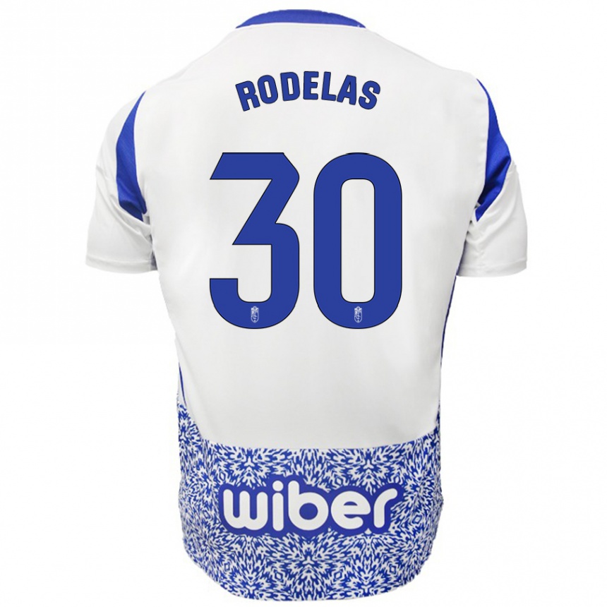 Niño Fútbol Camiseta Sergio Rodelas #30 Blanco Azul 2ª Equipación 2024/25 Perú