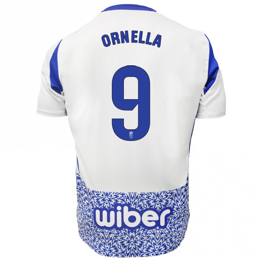 Niño Fútbol Camiseta Ornella María Vignola Cabot #9 Blanco Azul 2ª Equipación 2024/25 Perú