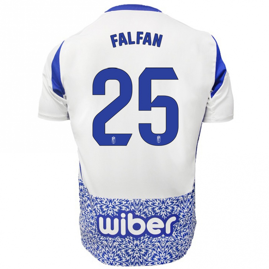 Niño Fútbol Camiseta Daiana Falfán #25 Blanco Azul 2ª Equipación 2024/25 Perú