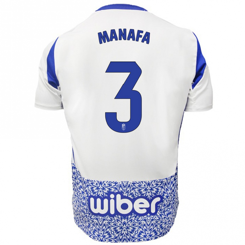 Niño Fútbol Camiseta Wilson Manafá #3 Blanco Azul 2ª Equipación 2024/25 Perú