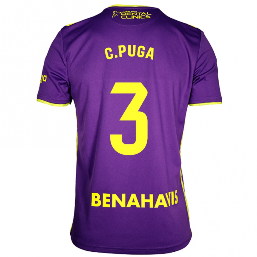 Niño Fútbol Camiseta Carlos Puga #3 Púrpura Amarillo 2ª Equipación 2024/25 Perú