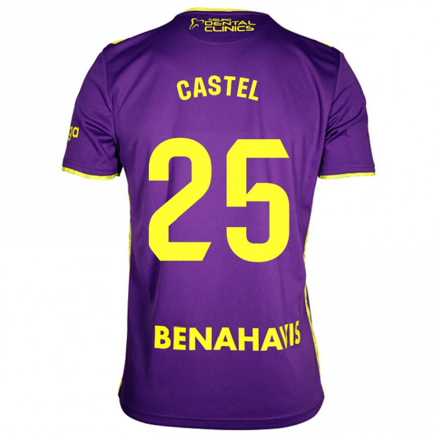 Niño Fútbol Camiseta Sergio Castel #25 Púrpura Amarillo 2ª Equipación 2024/25 Perú