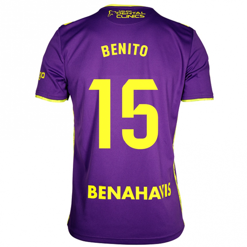 Niño Fútbol Camiseta Iván Benito #15 Púrpura Amarillo 2ª Equipación 2024/25 Perú