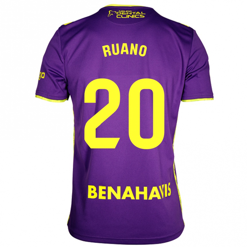 Niño Fútbol Camiseta Celia Ruano #20 Púrpura Amarillo 2ª Equipación 2024/25 Perú